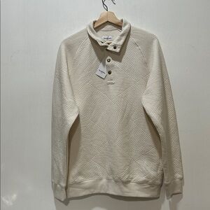 GOODIELLOW MENS IVORY 1/4 SNAPS PULLOVER SWEATSHIRT Sz SMALL NEW